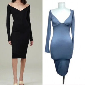 Alix NYC Jansen Dress Bodycon Long Sleeve Stretch Jersey Black Size XS